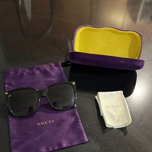 Gucci Black Sunglasses with Purple and Yellow Case